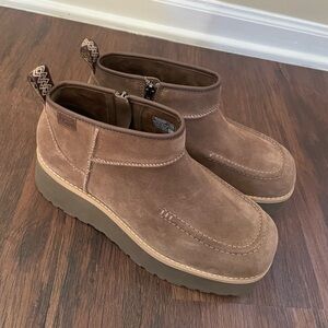 NEW UGG Cityfunc Brown Suede Platform Boots Zipper US 10 Women’s EU 41 NWOT